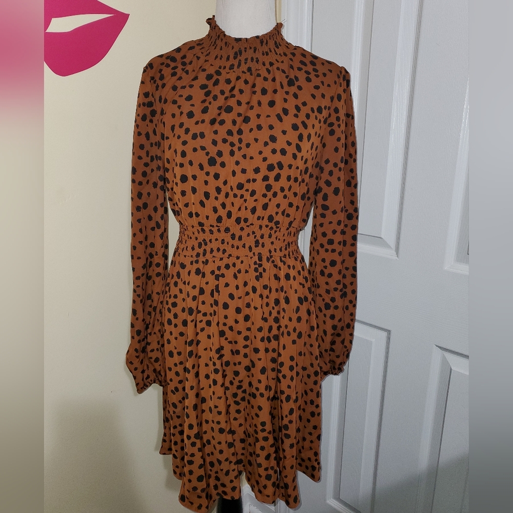 Dalmation Print Empire Waist Dress